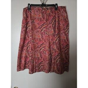 The Villager Red Paisley A-line Midi Skirt Sz 16 W Vintage Boho Gypsy Cottage